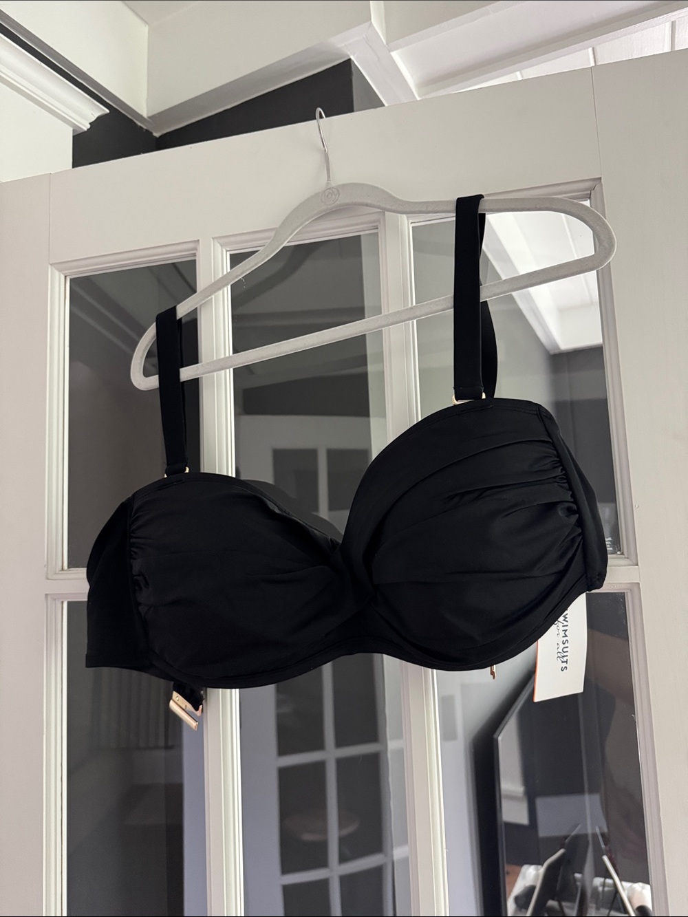 Swimsuits For All Black Molded Padded Bikini Top with Wide Straps